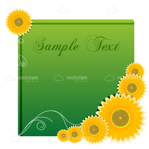 Green Card with Stylised Sample Text With Sun Flower Icons